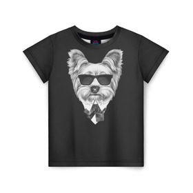 Детская футболка 3D с принтом Йоркширский терьер_13 в Кировске, 100% гипоаллергенный полиэфир | прямой крой, круглый вырез горловины, длина до линии бедер, чуть спущенное плечо, ткань немного тянется | домашние животные | пес | собака | терьер