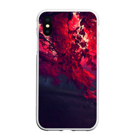 Чехол для iPhone XS Max матовый с принтом Мрачный лес в Кировске, Силикон | Область печати: задняя сторона чехла, без боковых панелей | вечер | времена | время | года | дерево | деревья | живой | закат | красный | куст | кусты | лес | листья | мир | осень | природа | фауна | флора | черный