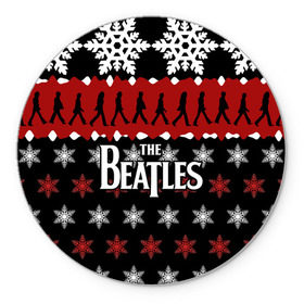 Коврик круглый с принтом Праздничный The Beatles в Кировске, резина и полиэстер | круглая форма, изображение наносится на всю лицевую часть | beatles | the beatles | бител | битлз | битлс | битлы | группа | джон леннон | джордж харрисон | жуки | знак | красный | ливерпульская четвёрка | мерсибит | надпись | новогодний | новый год | пол маккартни | поп