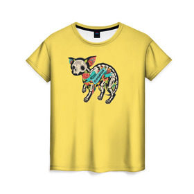 Женская футболка 3D с принтом Внутри чихуахуа в Кировске, 100% полиэфир ( синтетическое хлопкоподобное полотно) | прямой крой, круглый вырез горловины, длина до линии бедер | домашние животные | пес | песик | собака | собачка | чихуахуа