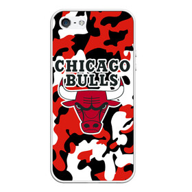 Чехол для iPhone 5/5S матовый с принтом CHICAGO BULLS в Кировске, Силикон | Область печати: задняя сторона чехла, без боковых панелей | камуфляж | красный | чикаго буллс