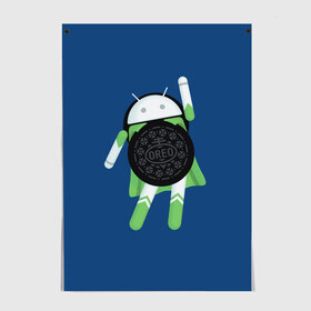 Постер с принтом Android Oreo в Кировске, 100% бумага
 | бумага, плотность 150 мг. Матовая, но за счет высокого коэффициента гладкости имеет небольшой блеск и дает на свету блики, но в отличии от глянцевой бумаги не покрыта лаком | 