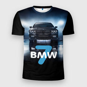 Мужская футболка 3D спортивная с принтом BMW 7 series в Кировске, 100% полиэстер с улучшенными характеристиками | приталенный силуэт, круглая горловина, широкие плечи, сужается к линии бедра | 7 серия | авто | автомобиль | бмв | бумер | машина | суперкар | тачка