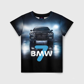 Детская футболка 3D с принтом BMW 7 series в Кировске, 100% гипоаллергенный полиэфир | прямой крой, круглый вырез горловины, длина до линии бедер, чуть спущенное плечо, ткань немного тянется | 7 серия | авто | автомобиль | бмв | бумер | машина | суперкар | тачка