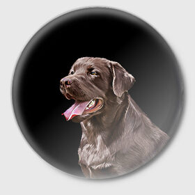 Значок с принтом Лабрадор_арт_2 в Кировске,  металл | круглая форма, металлическая застежка в виде булавки | домашние животные | лабрадор | пес | песик | ретривер | собака | собачка