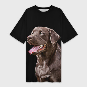 Платье-футболка 3D с принтом Лабрадор_арт_2 в Кировске,  |  | домашние животные | лабрадор | пес | песик | ретривер | собака | собачка