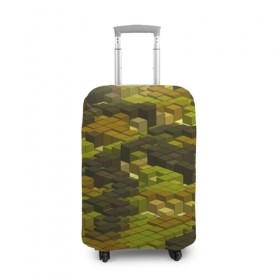 Чехол для чемодана 3D с принтом Кубики милитари в Кировске, 86% полиэфир, 14% спандекс | двустороннее нанесение принта, прорези для ручек и колес | камуфляж | объемный | пиксели | хаки
