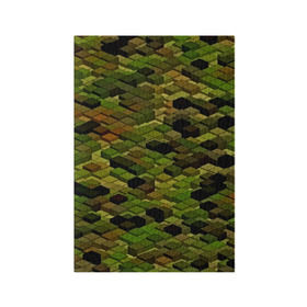 Обложка для паспорта матовая кожа с принтом block camouflage в Кировске, натуральная матовая кожа | размер 19,3 х 13,7 см; прозрачные пластиковые крепления | Тематика изображения на принте: 