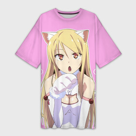 Платье-футболка 3D с принтом Shina Mashiro Neko   Nyan в Кировске,  |  | cat | kawai | mashira | neko | nyan | sakurasou no pet na kanojo | shina | shina mashiro | tyan | анимэ | кошечка из сакурасо | сакурасо