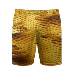Мужские шорты 3D спортивные с принтом gold bricks в Кировске,  |  | geometry | геометрия | грань | кубик | кубики | мозаика | ребро | текстура | тени