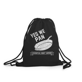 Рюкзак-мешок 3D с принтом Yes We Pan в Кировске, 100% полиэстер | плотность ткани — 200 г/м2, размер — 35 х 45 см; лямки — толстые шнурки, застежка на шнуровке, без карманов и подкладки | pan | protection