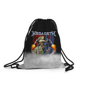 Рюкзак-мешок 3D с принтом Megadeth в Кировске, 100% полиэстер | плотность ткани — 200 г/м2, размер — 35 х 45 см; лямки — толстые шнурки, застежка на шнуровке, без карманов и подкладки | megadet | megadeth | группа | дирк вербурен | дэвид эллефсон | дэйв мастейн | кико лоурейро | мегадет | мегадетх | метал | рок | трэш | трэшметал | тяжелый | хард | хардрок | хеви | хевиметал