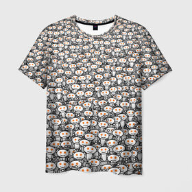 Мужская футболка 3D с принтом Reddit army в Кировске, 100% полиэфир | прямой крой, круглый вырез горловины, длина до линии бедер | белый | гуманоид | интернет | оранжевый | паттерн | реддит | сайт | толпа