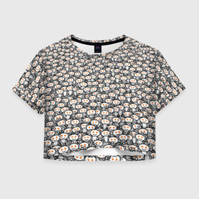 Женская футболка 3D укороченная с принтом Reddit army в Кировске, 100% полиэстер | круглая горловина, длина футболки до линии талии, рукава с отворотами | белый | гуманоид | интернет | оранжевый | паттерн | реддит | сайт | толпа