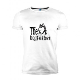 Мужская футболка премиум с принтом The DogFather в Кировске, 92% хлопок, 8% лайкра | приталенный силуэт, круглый вырез ворота, длина до линии бедра, короткий рукав | Тематика изображения на принте: 
