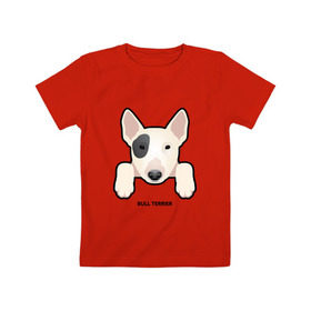 Детская футболка хлопок с принтом Бультерьерчик в Кировске, 100% хлопок | круглый вырез горловины, полуприлегающий силуэт, длина до линии бедер | домашние животные | пес | собака