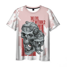 Мужская футболка 3D с принтом THE EVIL WITHIN 2 в Кировске, 100% полиэфир | прямой крой, круглый вырез горловины, длина до линии бедер | Тематика изображения на принте: skull | череп