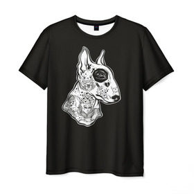 Мужская футболка 3D с принтом Бультерьер_16 в Кировске, 100% полиэфир | прямой крой, круглый вырез горловины, длина до линии бедер | домашние животные | пес | собака