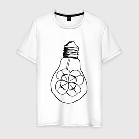 Мужская футболка хлопок с принтом Лампочка Клевер в Кировске, 100% хлопок | прямой крой, круглый вырез горловины, длина до линии бедер, слегка спущенное плечо. | 
