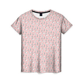 Женская футболка 3D с принтом Бультерьерчики в Кировске, 100% полиэфир ( синтетическое хлопкоподобное полотно) | прямой крой, круглый вырез горловины, длина до линии бедер | бультерьер | домашние животные | пес | песик | собака | собачка