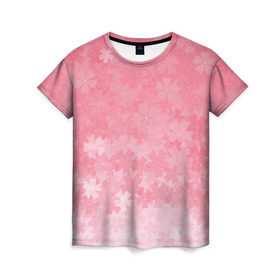 Женская футболка 3D с принтом Сакура в Кировске, 100% полиэфир ( синтетическое хлопкоподобное полотно) | прямой крой, круглый вырез горловины, длина до линии бедер | japan | sakura | вишня | розовый | сакура | цветок | цветы | япония
