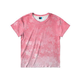 Детская футболка 3D с принтом Сакура в Кировске, 100% гипоаллергенный полиэфир | прямой крой, круглый вырез горловины, длина до линии бедер, чуть спущенное плечо, ткань немного тянется | japan | sakura | вишня | розовый | сакура | цветок | цветы | япония