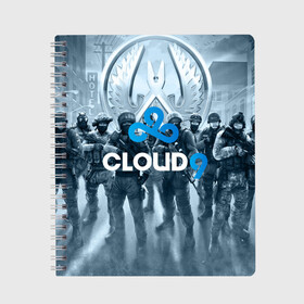 Тетрадь с принтом CLOUD 9 CS GO в Кировске, 100% бумага | 48 листов, плотность листов — 60 г/м2, плотность картонной обложки — 250 г/м2. Листы скреплены сбоку удобной пружинной спиралью. Уголки страниц и обложки скругленные. Цвет линий — светло-серый
 | cloud 9 | counter strike | cs go | esports | team | известные | киберспорт | мировые | спорт