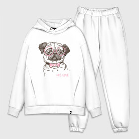 Мужской костюм хлопок OVERSIZE с принтом Hug a Pug в Кировске,  |  | домашние животные | мопс | пес | собака