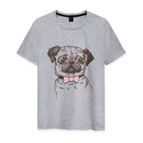 Мужская футболка хлопок с принтом Hug a Pug в Кировске, 100% хлопок | прямой крой, круглый вырез горловины, длина до линии бедер, слегка спущенное плечо. | домашние животные | мопс | пес | собака