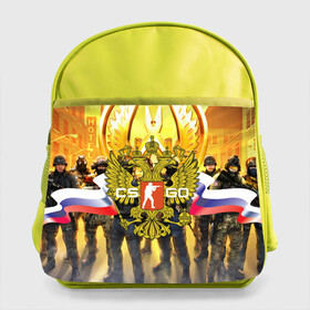 Детский рюкзак с принтом CS GO RUSSIAN TEAM  в Кировске, 100% полиэстер | Размеры изделия - высота 34 см, ширина 28 см, глубина 10 см
Размер поля для печати - высота 19.5 см, ширина 24 см | cs go | россия | шутер