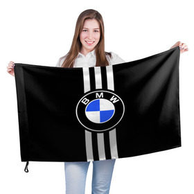 Флаг 3D с принтом BMW SPORTWEAR в Кировске, 100% полиэстер | плотность ткани — 95 г/м2, размер — 67 х 109 см. Принт наносится с одной стороны | bmw | автомобильные | бмв | машины