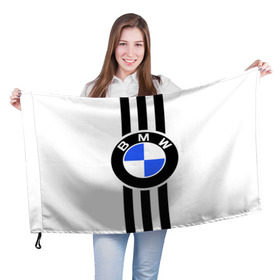 Флаг 3D с принтом BMW SPORTWEAR в Кировске, 100% полиэстер | плотность ткани — 95 г/м2, размер — 67 х 109 см. Принт наносится с одной стороны | bmw | автомобильные | бмв | машины