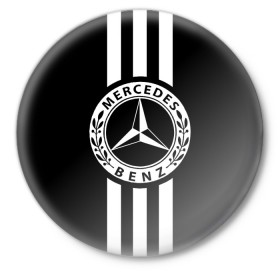 Значок с принтом MERCEDES BENZ в Кировске,  металл | круглая форма, металлическая застежка в виде булавки | mercedes | автомобильные | машины | мерседес.mercedes benz