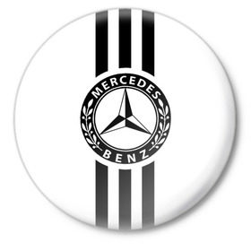 Значок с принтом MERCEDES BENZ в Кировске,  металл | круглая форма, металлическая застежка в виде булавки | Тематика изображения на принте:   | автомобильные | машины
