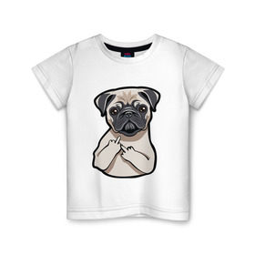 Детская футболка хлопок с принтом Злой мопс в Кировске, 100% хлопок | круглый вырез горловины, полуприлегающий силуэт, длина до линии бедер | домашние животные | мопс | пес | песик | собака | собачка