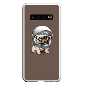 Чехол для Samsung Galaxy S10 с принтом Мопсик в скафандре в Кировске, Силикон | Область печати: задняя сторона чехла, без боковых панелей | домашние животные | мопс | пес | песик | собака | собачка