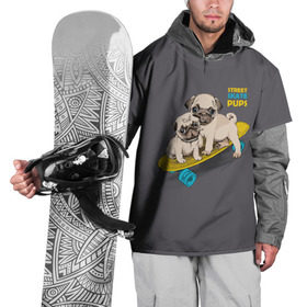 Накидка на куртку 3D с принтом Street skate PUPS в Кировске, 100% полиэстер |  | домашние животные | мопс | пес | песик | собака | собачка