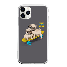 Чехол для iPhone 11 Pro Max матовый с принтом Street skate PUPS в Кировске, Силикон |  | домашние животные | мопс | пес | песик | собака | собачка