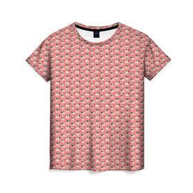 Женская футболка 3D с принтом Мопсики на розовом в Кировске, 100% полиэфир ( синтетическое хлопкоподобное полотно) | прямой крой, круглый вырез горловины, длина до линии бедер | домашние животные | мопс | пес | песик | собака | собачка