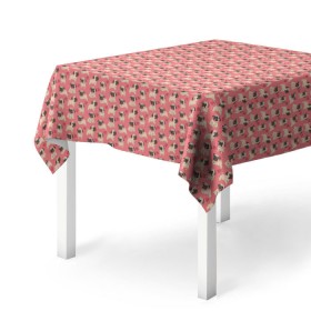 Скатерть 3D с принтом Мопсики на розовом в Кировске, 100% полиэстер (ткань не мнется и не растягивается) | Размер: 150*150 см | домашние животные | мопс | пес | песик | собака | собачка