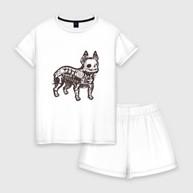 Женская пижама с шортиками хлопок с принтом Бульдог ренген в Кировске, 100% хлопок | футболка прямого кроя, шорты свободные с широкой мягкой резинкой | бульдог | домашние животные | пес | песик | собака | собачка | французский бульдог