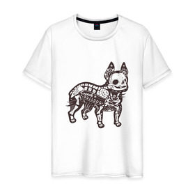 Мужская футболка хлопок с принтом Бульдог ренген в Кировске, 100% хлопок | прямой крой, круглый вырез горловины, длина до линии бедер, слегка спущенное плечо. | бульдог | домашние животные | пес | песик | собака | собачка | французский бульдог