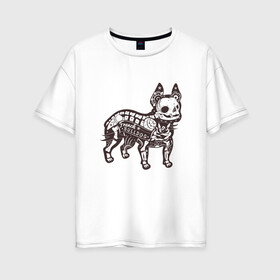 Женская футболка хлопок Oversize с принтом Бульдог ренген в Кировске, 100% хлопок | свободный крой, круглый ворот, спущенный рукав, длина до линии бедер
 | бульдог | домашние животные | пес | песик | собака | собачка | французский бульдог