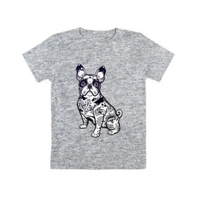 Детская футболка хлопок с принтом Суровый бульдог в Кировске, 100% хлопок | круглый вырез горловины, полуприлегающий силуэт, длина до линии бедер | бульдог | домашние животные | пес | песик | собака | собачка | французский бульдог