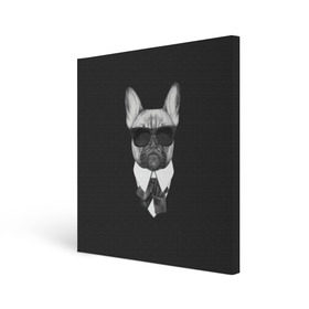 Холст квадратный с принтом Бульдог в черном в Кировске, 100% ПВХ |  | Тематика изображения на принте: бульдог | домашние животные | пес | песик | собака | собачка | французский бульдог