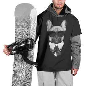 Накидка на куртку 3D с принтом Бульдог в черном в Кировске, 100% полиэстер |  | бульдог | домашние животные | пес | песик | собака | собачка | французский бульдог