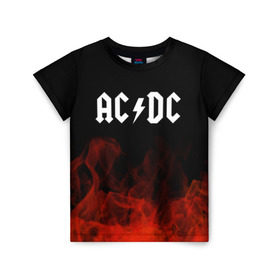 Детская футболка 3D с принтом AC/DC в Кировске, 100% гипоаллергенный полиэфир | прямой крой, круглый вырез горловины, длина до линии бедер, чуть спущенное плечо, ткань немного тянется | ac dc | logo | metal | music | rock | лого | логотип | метал | музыка | рок