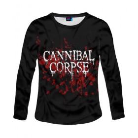 Женский лонгслив 3D с принтом Cannibal Corpse в Кировске, 100% полиэстер | длинные рукава, круглый вырез горловины, полуприлегающий силуэт | cannibal corpse | logo | metal | music | rock | лого | логотип | метал | музыка | рок