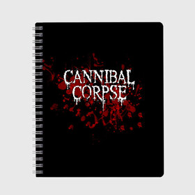 Тетрадь с принтом Cannibal Corpse в Кировске, 100% бумага | 48 листов, плотность листов — 60 г/м2, плотность картонной обложки — 250 г/м2. Листы скреплены сбоку удобной пружинной спиралью. Уголки страниц и обложки скругленные. Цвет линий — светло-серый
 | cannibal corpse | logo | metal | music | rock | лого | логотип | метал | музыка | рок