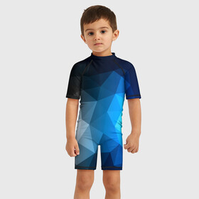 Детский купальный костюм 3D с принтом GrayBlue collection abstract в Кировске, Полиэстер 85%, Спандекс 15% | застежка на молнии на спине | abstraction | geometry | polygon | абстракция | геометрия | грань | краски | кубик | кубики | линии | мозаика | полигон | разноцветные | ребро | текстура | тени | узор